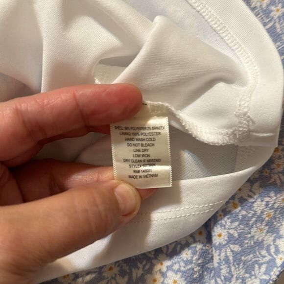 monteau S Blue White Gold Ditsy Floral Flutter Short Sleeve Tiered Midi Dress - Picture 12 of 12